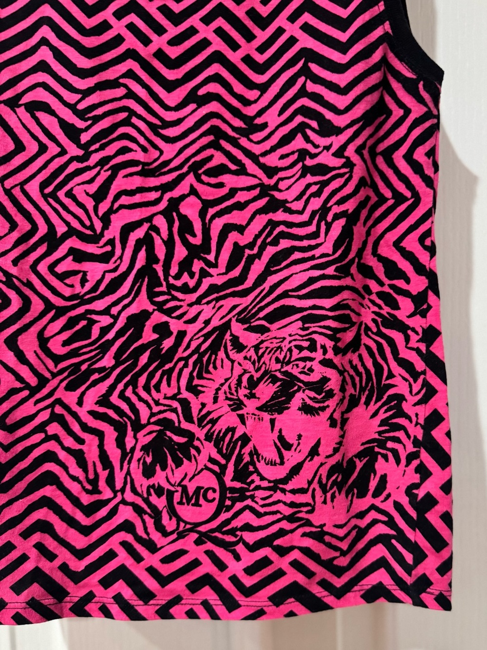 Alexander McQueen Neon Pink & Black Tiger Maze small shirt